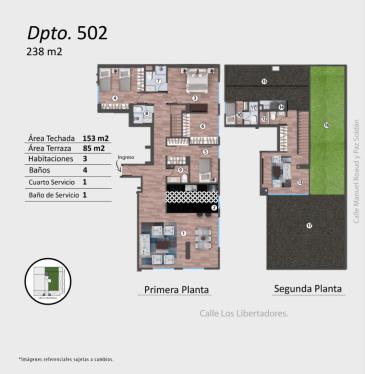 Departamento de 3 dormitorios y 3 baños ubicado en San Isidro