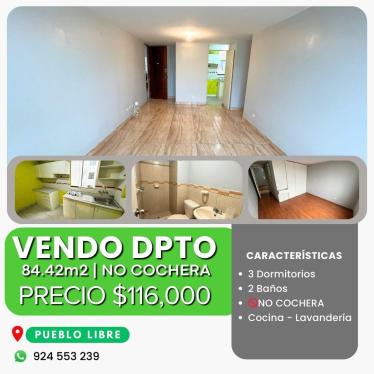 Departamento en Venta ubicado en Pueblo Libre a $116,000