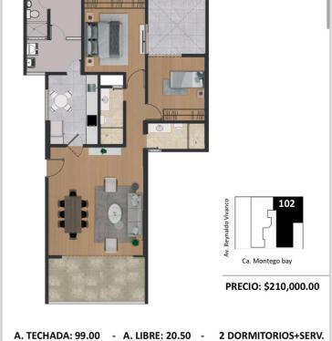 Departamento de 2 dormitorios ubicado en Santiago De Surco