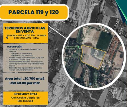 Terreno Agrícola en Venta ubicado en Pachacamac a $1,242,000