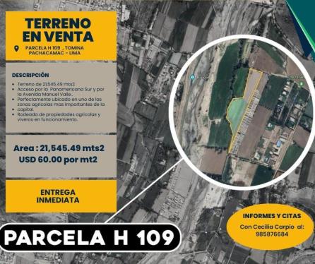 Terreno Agrícola en Venta ubicado en Pachacamac a $1,290,000