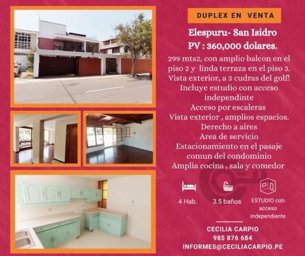 Departamento en Venta ubicado en San Isidro a $360,000