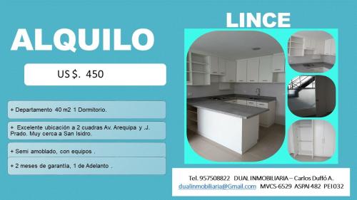 Departamento en Alquiler ubicado en Lince a $435