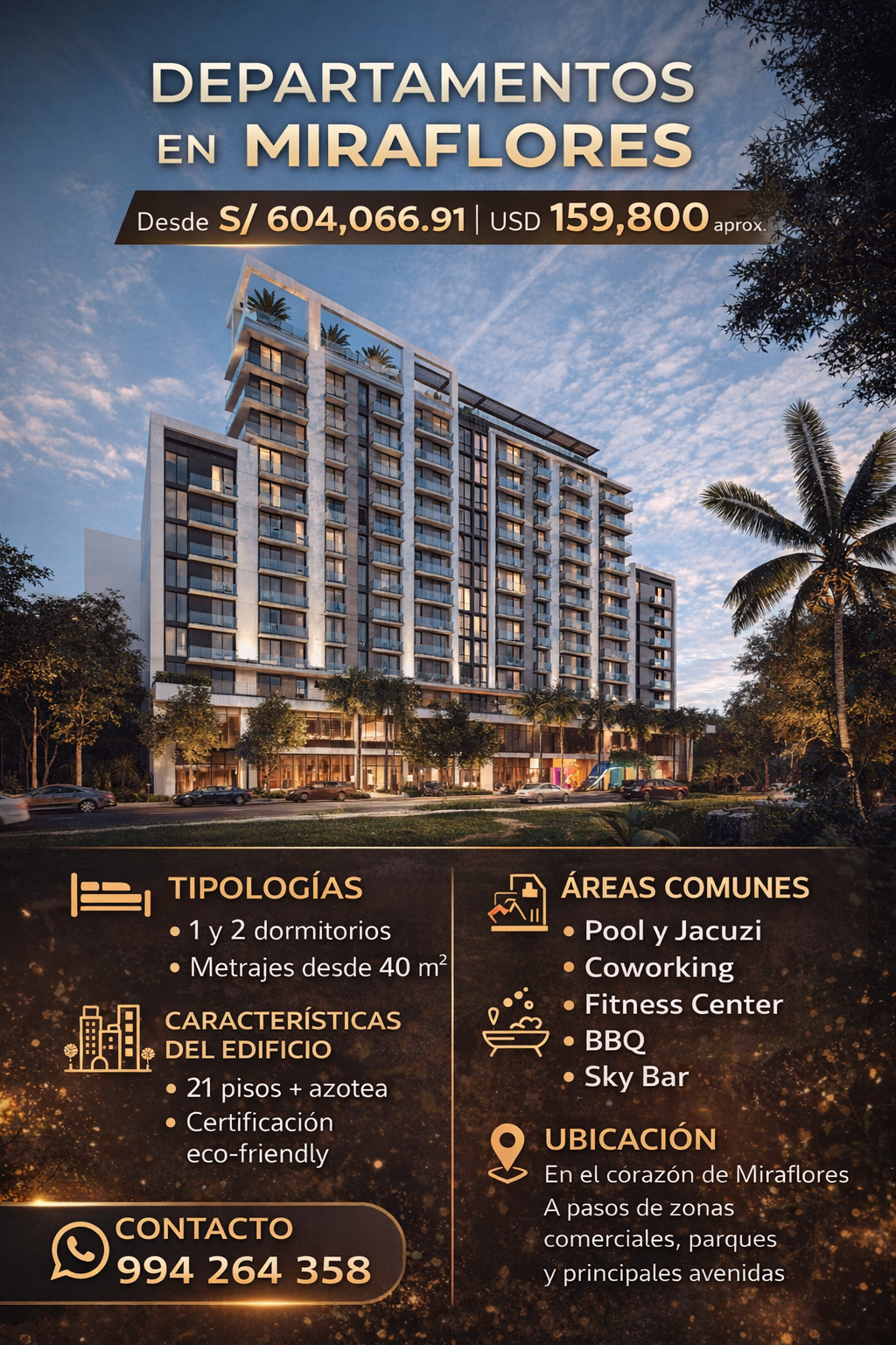 Departamento en Venta ubicado en Miraflores a $159,800